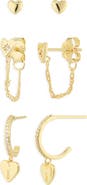 ARGENTO VIVO Heart Trio Set of 3 Post Earrings
