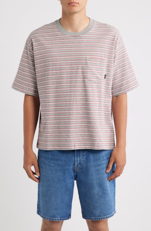 Poolside Stripe Boxy Cotton Piqué Cropped T-Shirt