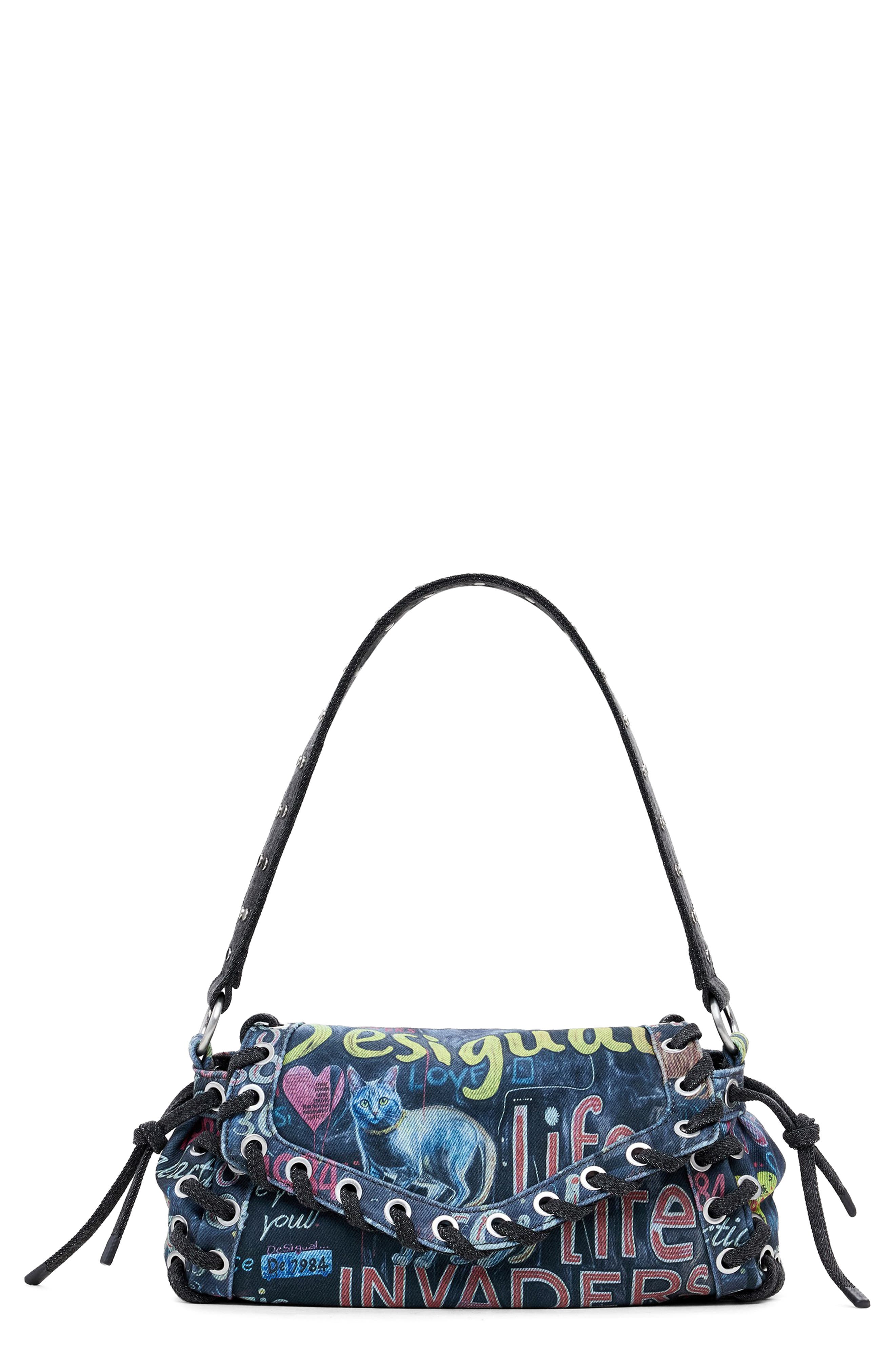 Desigual Medium Graffiti Crossbody Bag, Main, color, Blue Multis