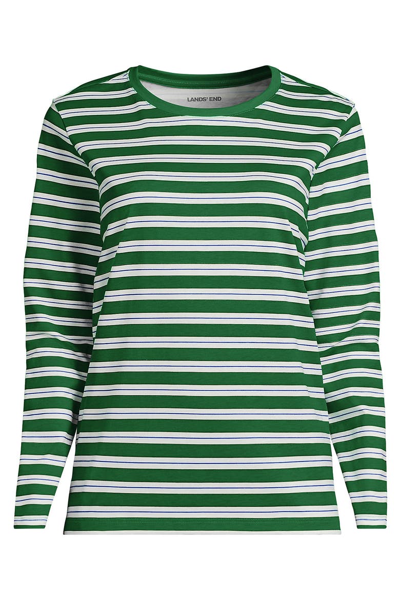 Supima Cotton Long Sleeve Crewneck T-Shirt, Alternate, color, Vibrant Clover Multi Stripe