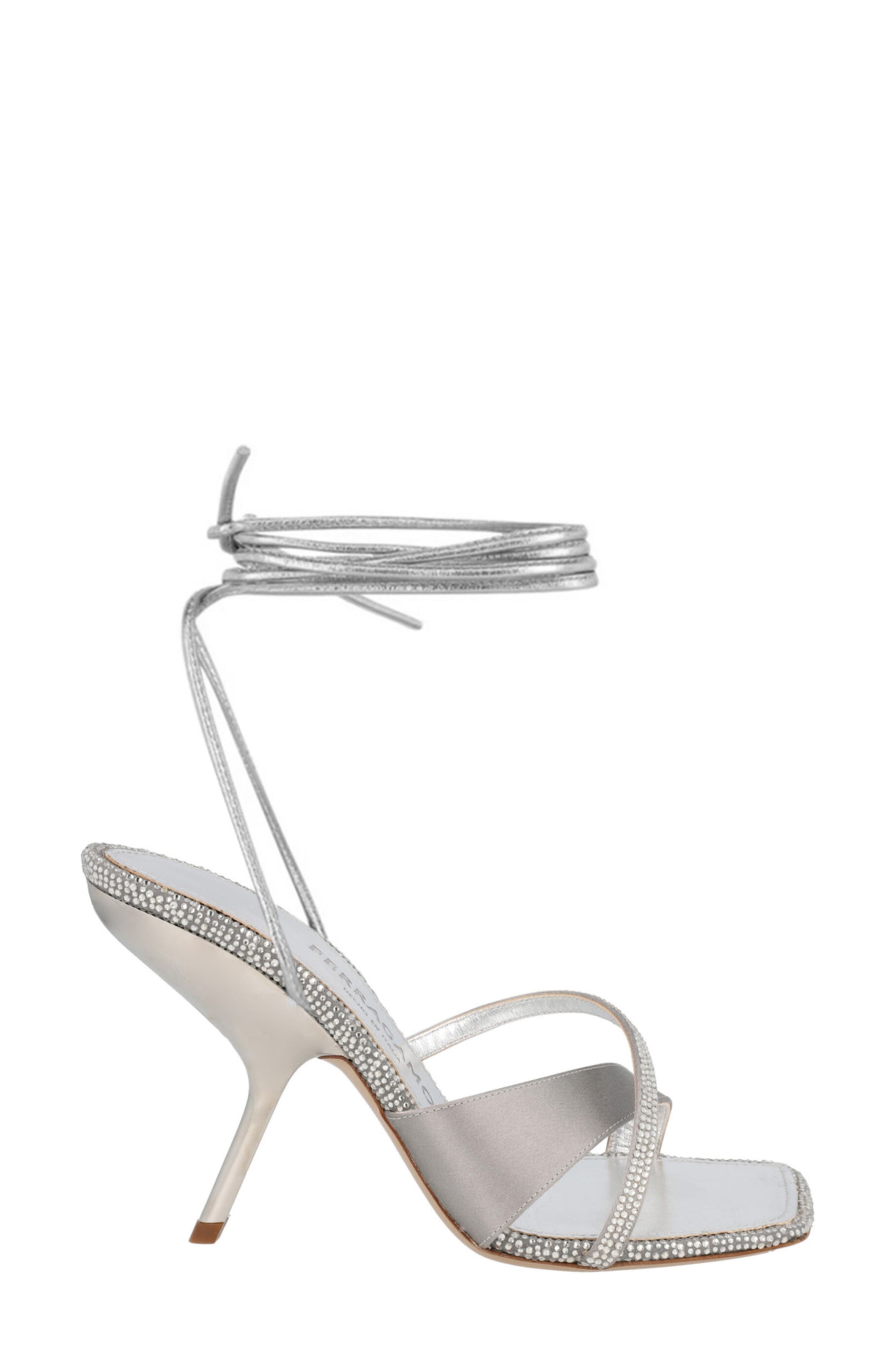 FERRAGAMO Allegra Crystal Embellished Sandal, Alternate, color, Grey