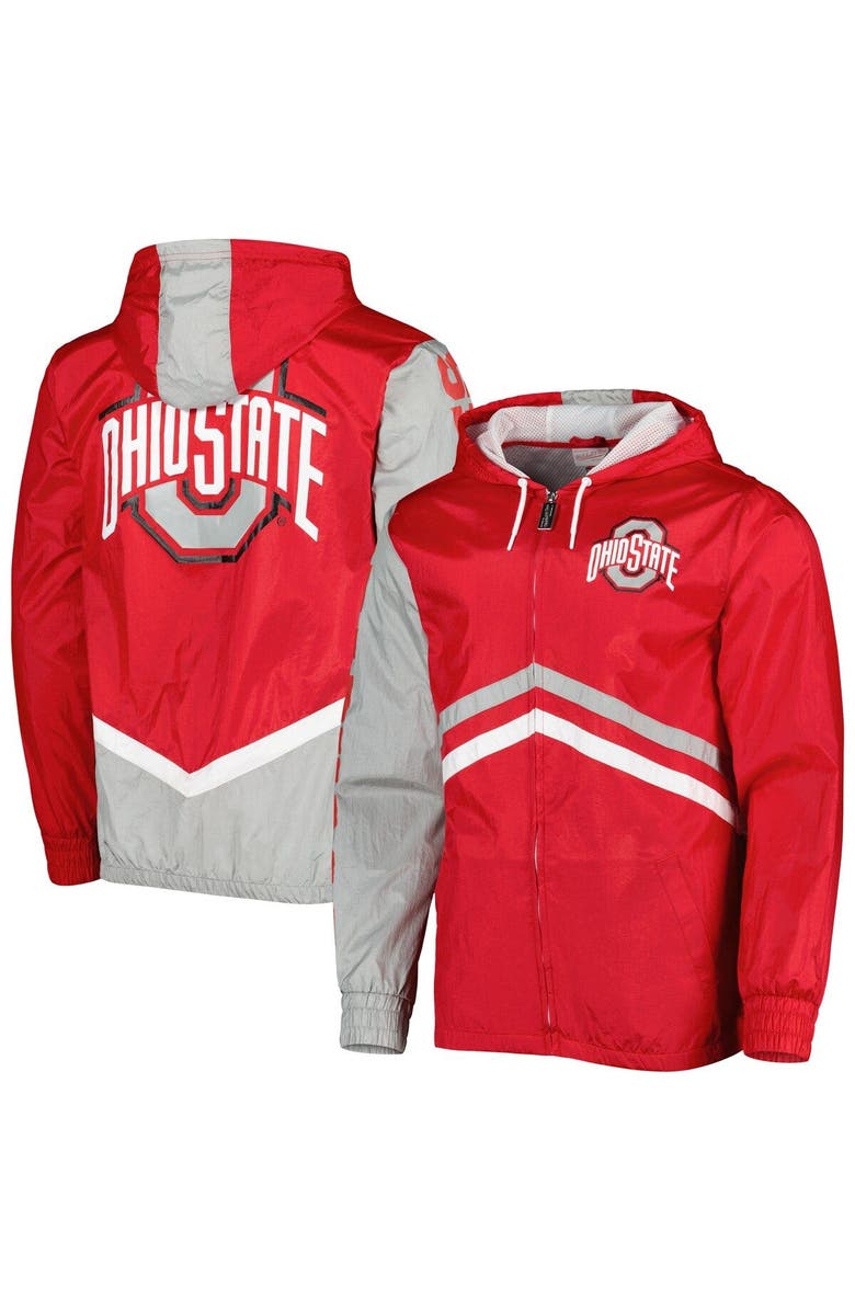 Mitchell & Ness Men's Mitchell & Ness Scarlet Ohio State Buckeyes Undeniable Full-Zip Windbreaker Jacket, Main, color,