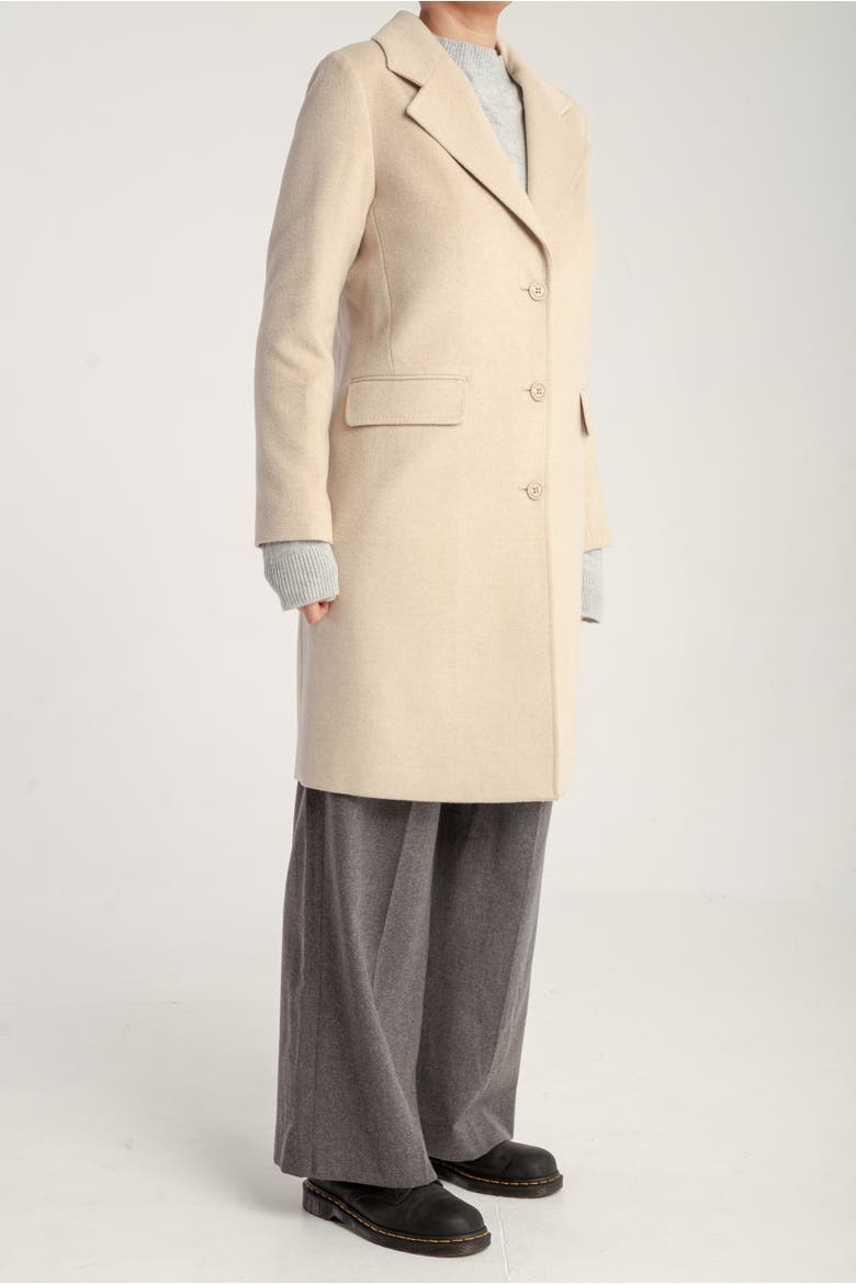 Cashmere Tailored Single-Breasted Coat, Alternate, color, Natural White