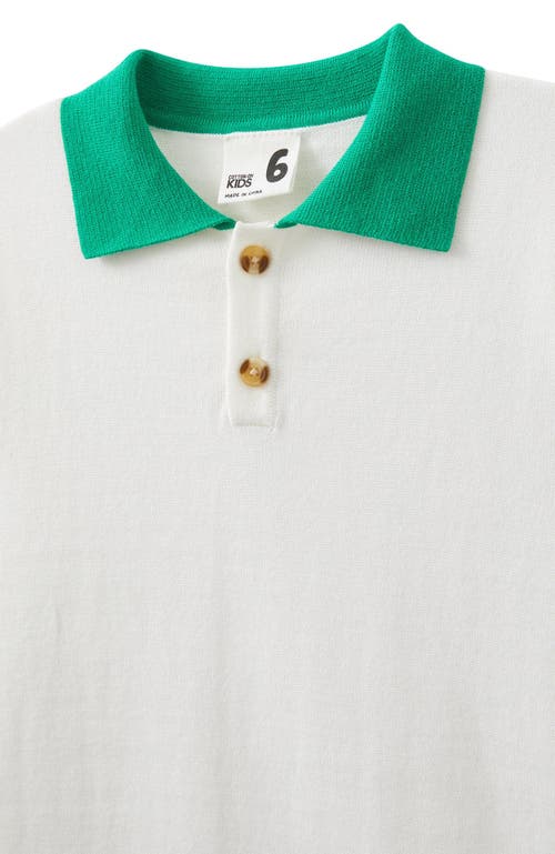 Shop Cotton On Kids Kid's Preston Knit Polo In Vanilla Island Green Stripe