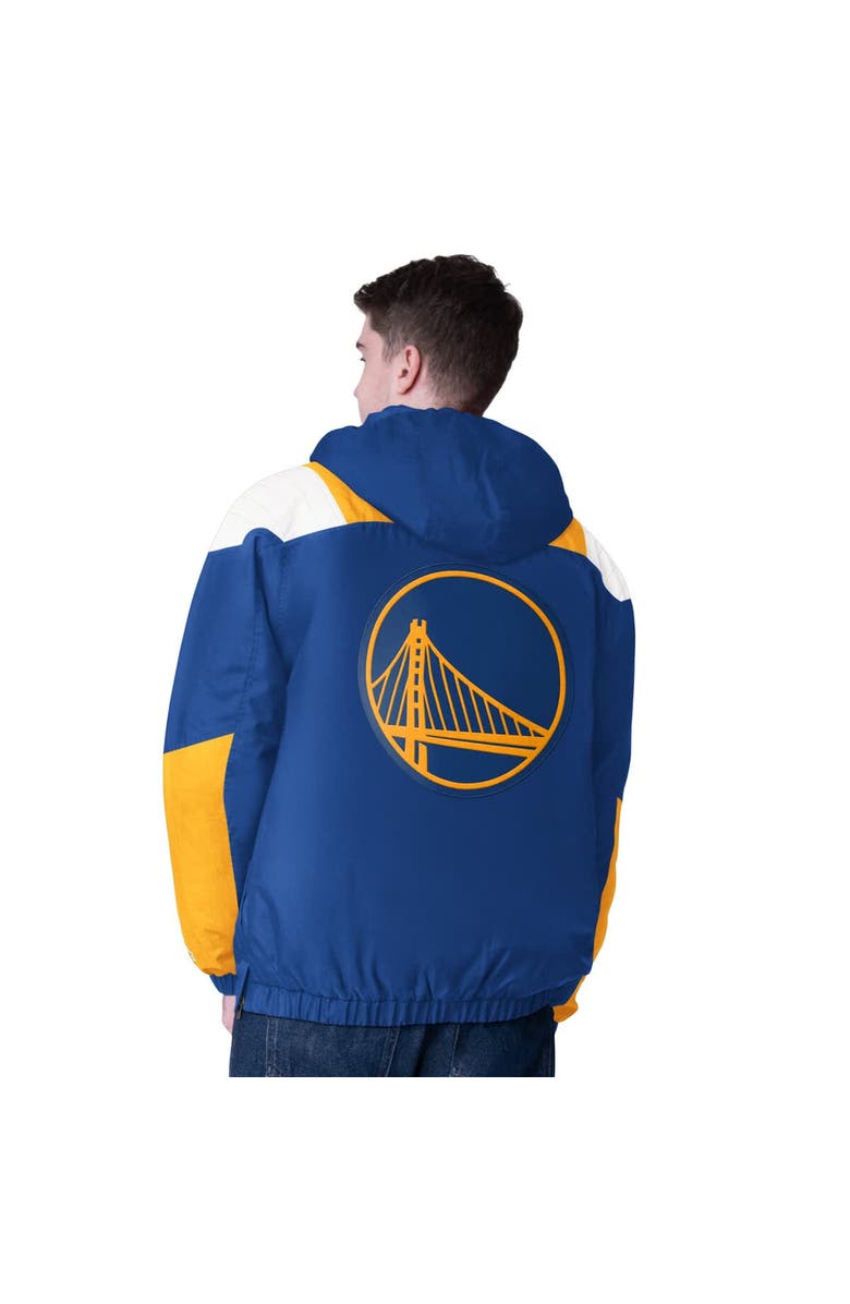 STARTER Men's Starter Royal/Gold Golden State Warriors Charger Half-Zip Pullover Jacket, Alternate, color, Royal