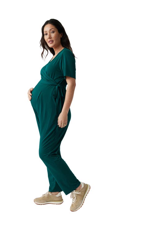 Ingrid & Isabel Maternity Everywear Short Sleeve Jumpsuit In Green