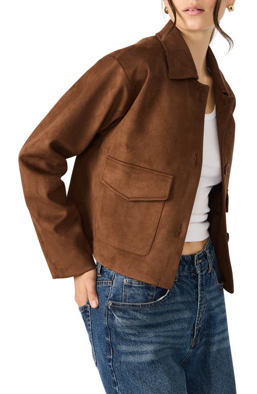 Steve Madden Faux Suede Trucker Jacket In Brown