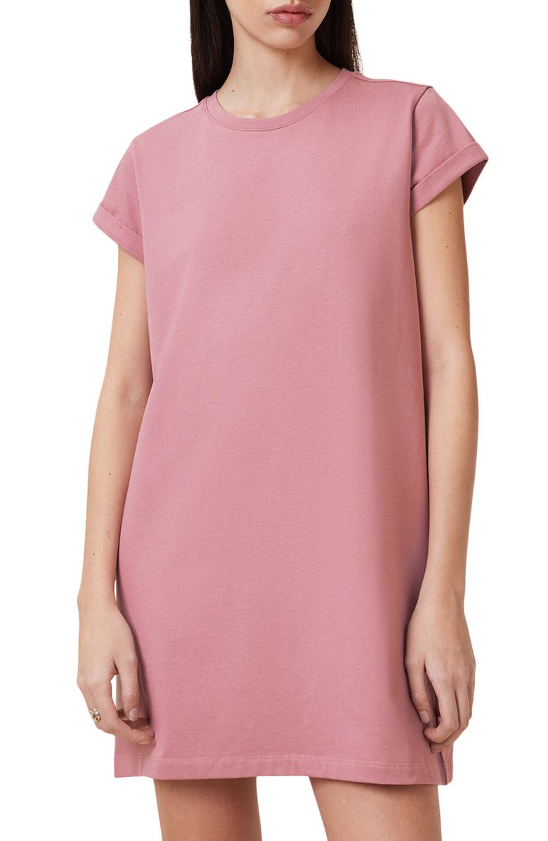 AllSaints Anna Cotton T-Shirt Dress, Alternate, color, Ash Rose Pink