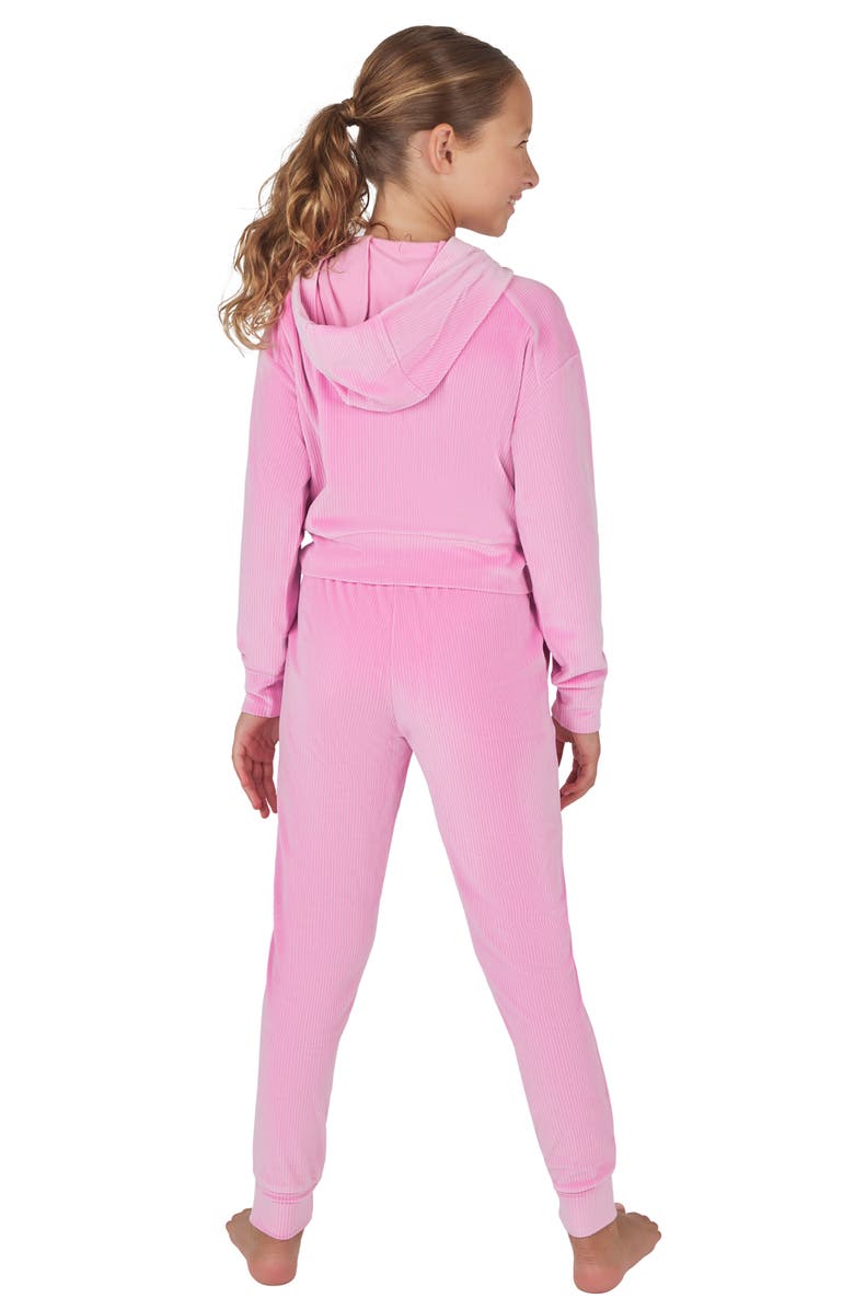 90 DEGREE BY REFLEX Kids' Rib Velour Castle Zip Hoodie & Joggers Set, Alternate, color, Moonlite Mauve