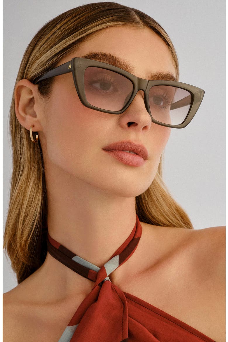 Solstice 53mm Cat Eye Sunglasses, Alternate, color, STEEL / KHAKI GRAD