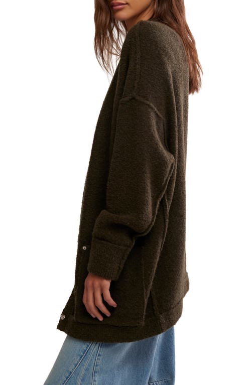 Free People Wtf Blazing Snap Front Knit Cardigan In Green