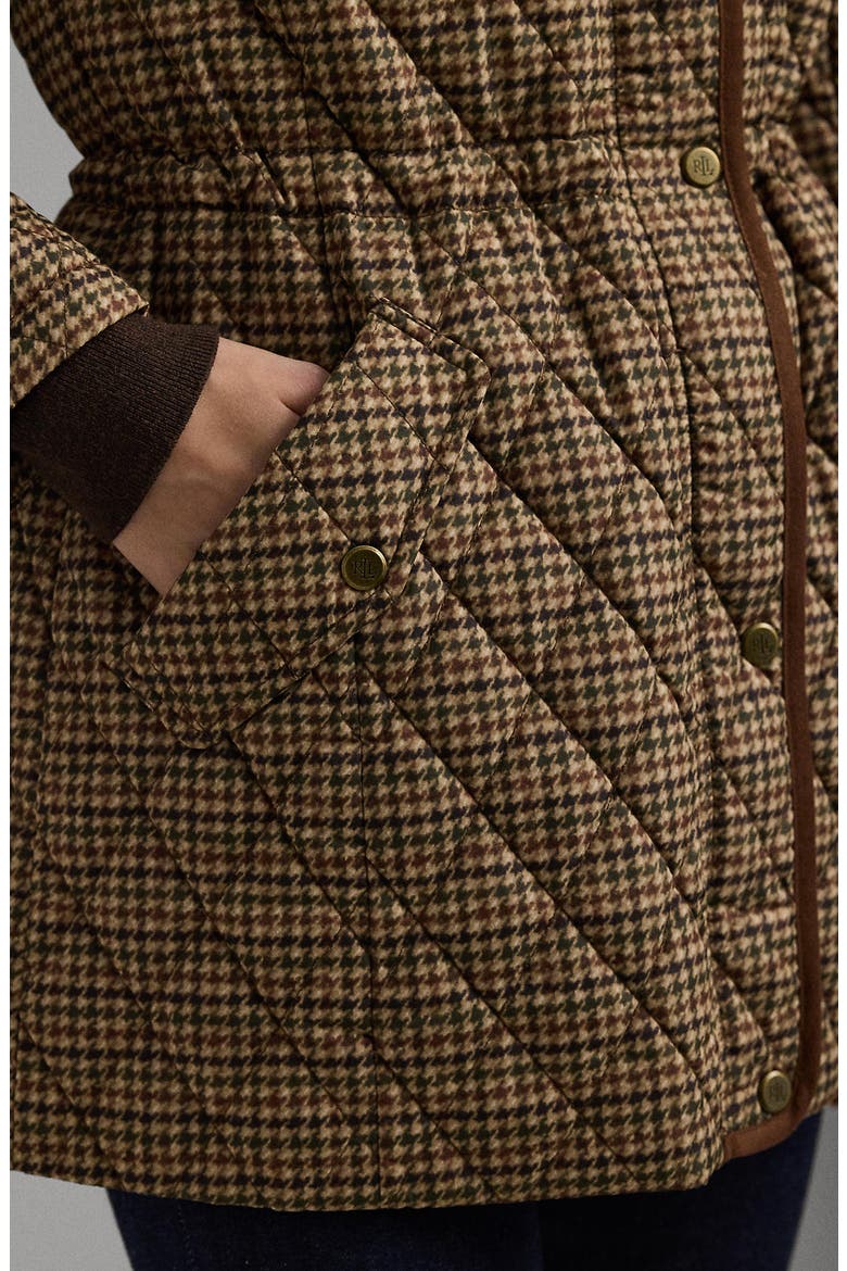 Houndstooth Check Quilted Jacket, Alternate, color, LODEN CHECK