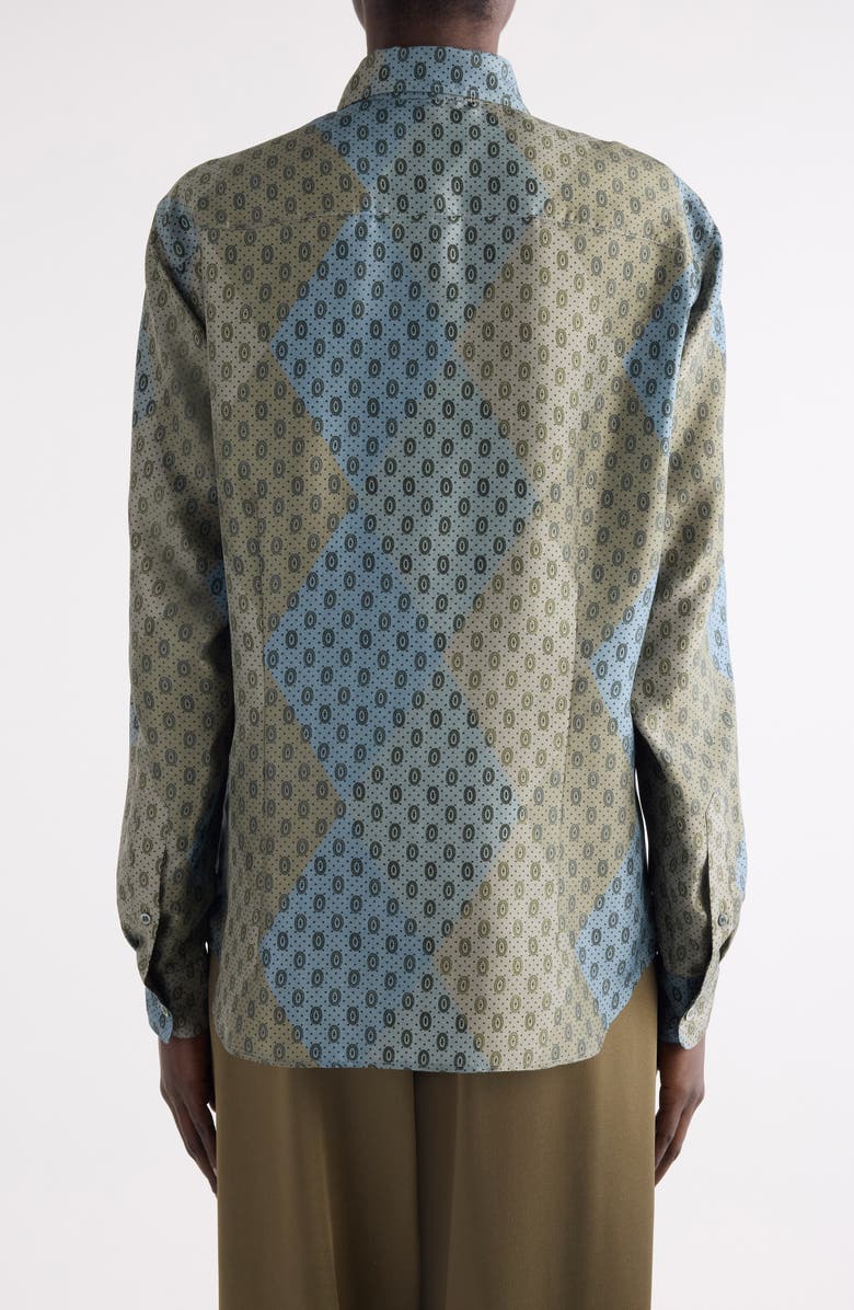 Dries Van Noten Cho Silk Button-Up Shirt, Alternate, color, Stone