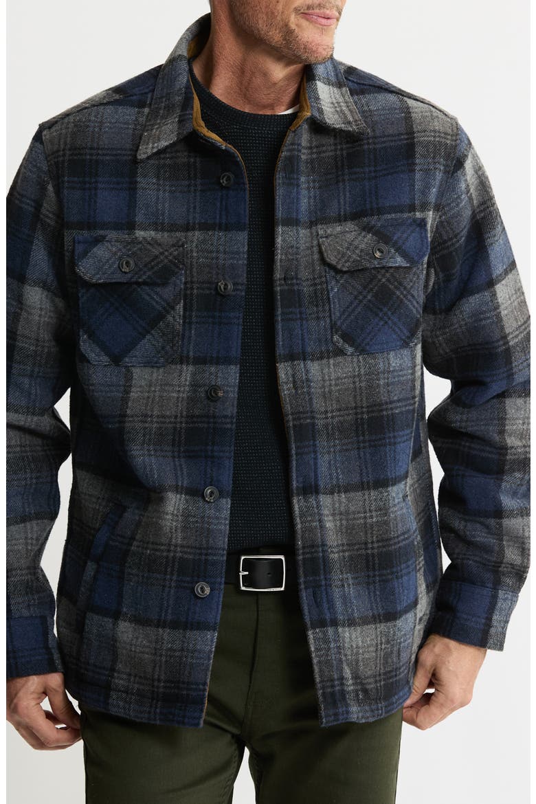 Plaid Shirt Jacket, Main, color, BLUE/ GREY