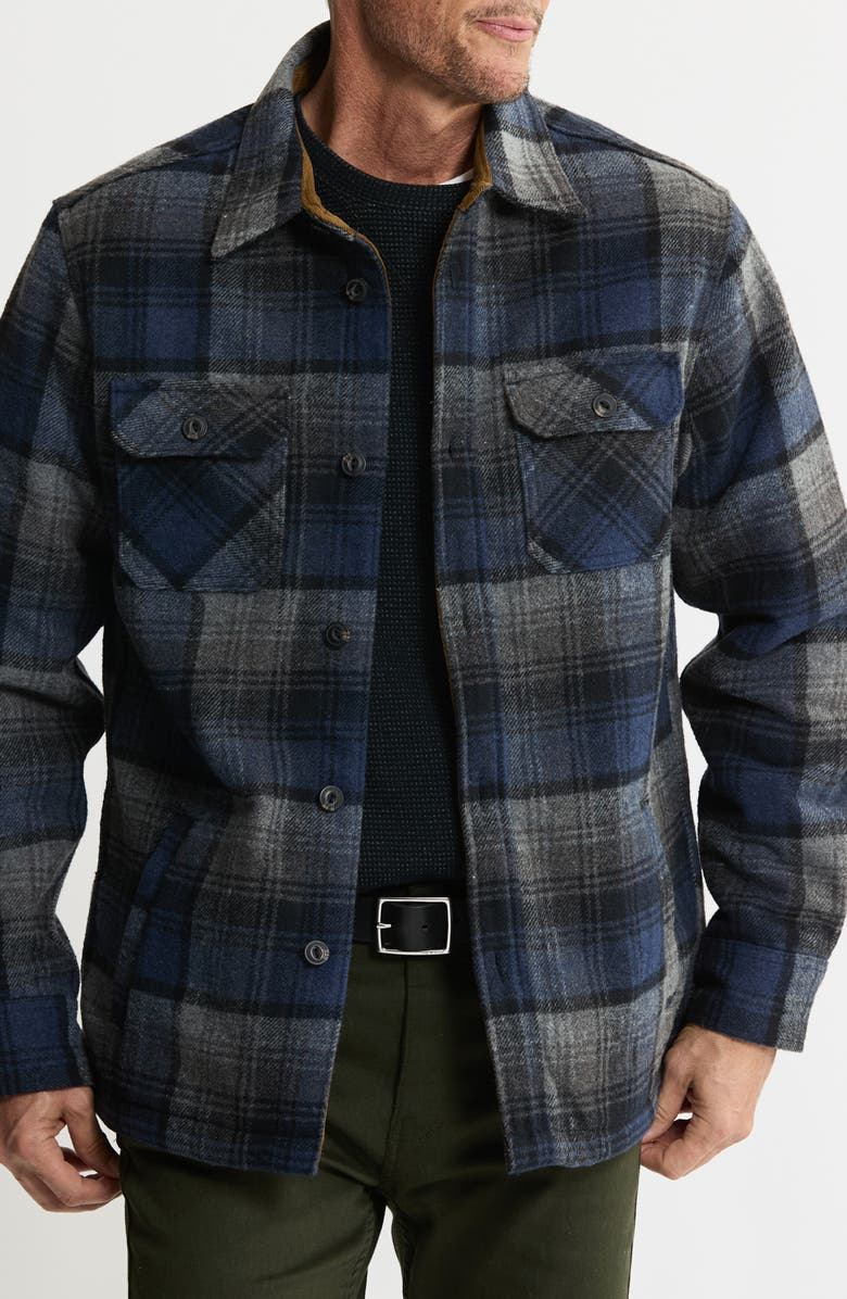 JACHS Plaid Shirt Jacket, Main, color, Blue/ Grey