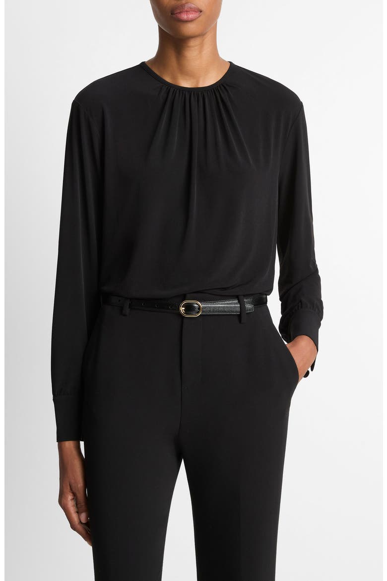 Soft Gathered Top, Main, color, BLACK