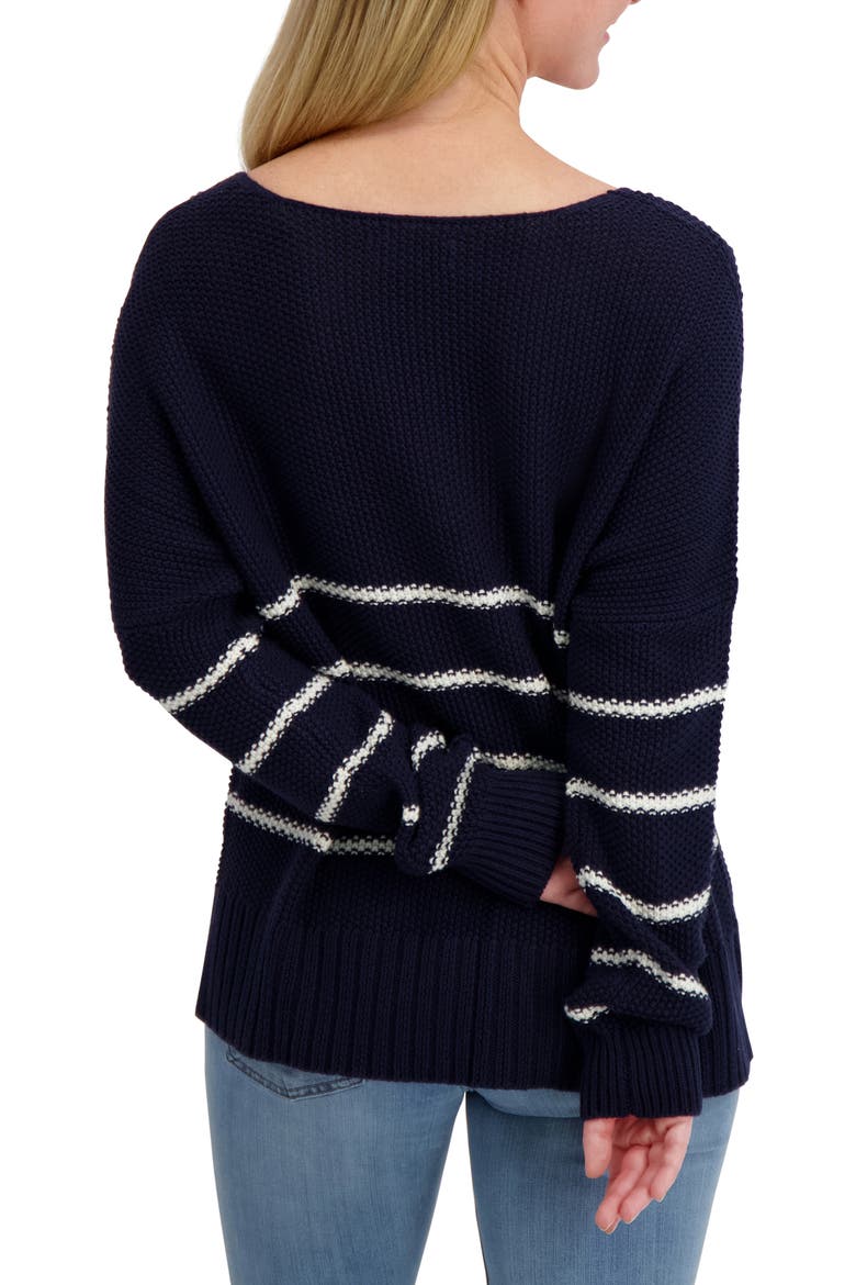 Striped Textured Sweater, Alternate, color, BLACK IRIS