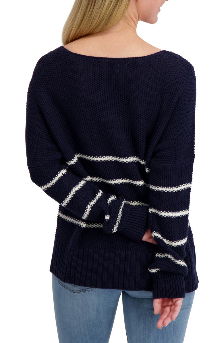 Lucky Brand Striped Textured Sweater, Alternate, color, Black Iris