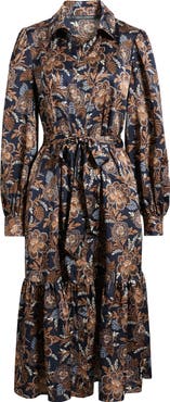 Julia Jordan Floral Long Sleeve Midi Shirtdress