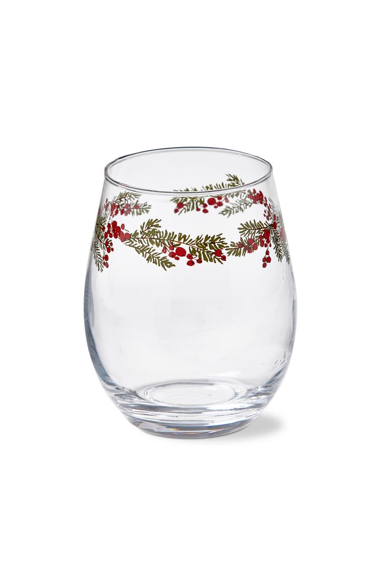 tag Farmhouse Christmas Holly Berries Stemless Wine Glass, Main, color, Multicolored