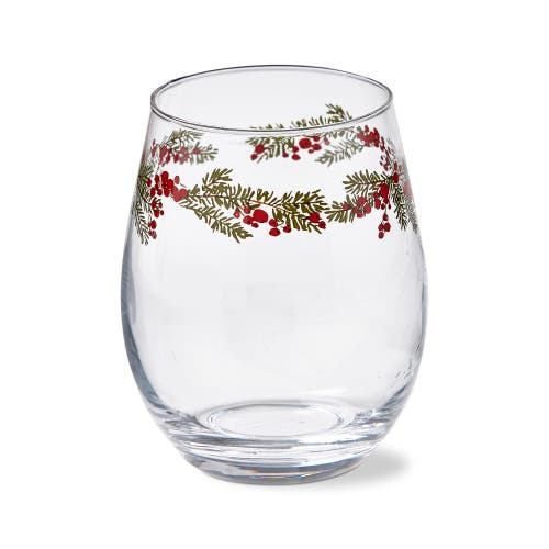Tag Farmhouse Christmas Holly Berries Stemless Wine Glass In Multi