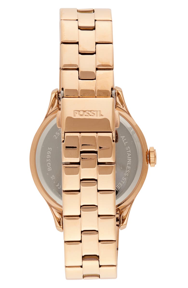 Fossil Brynn Crystal Embellished Quartz Bracelet Watch, 38mm, Alternate, color, Rose Gold