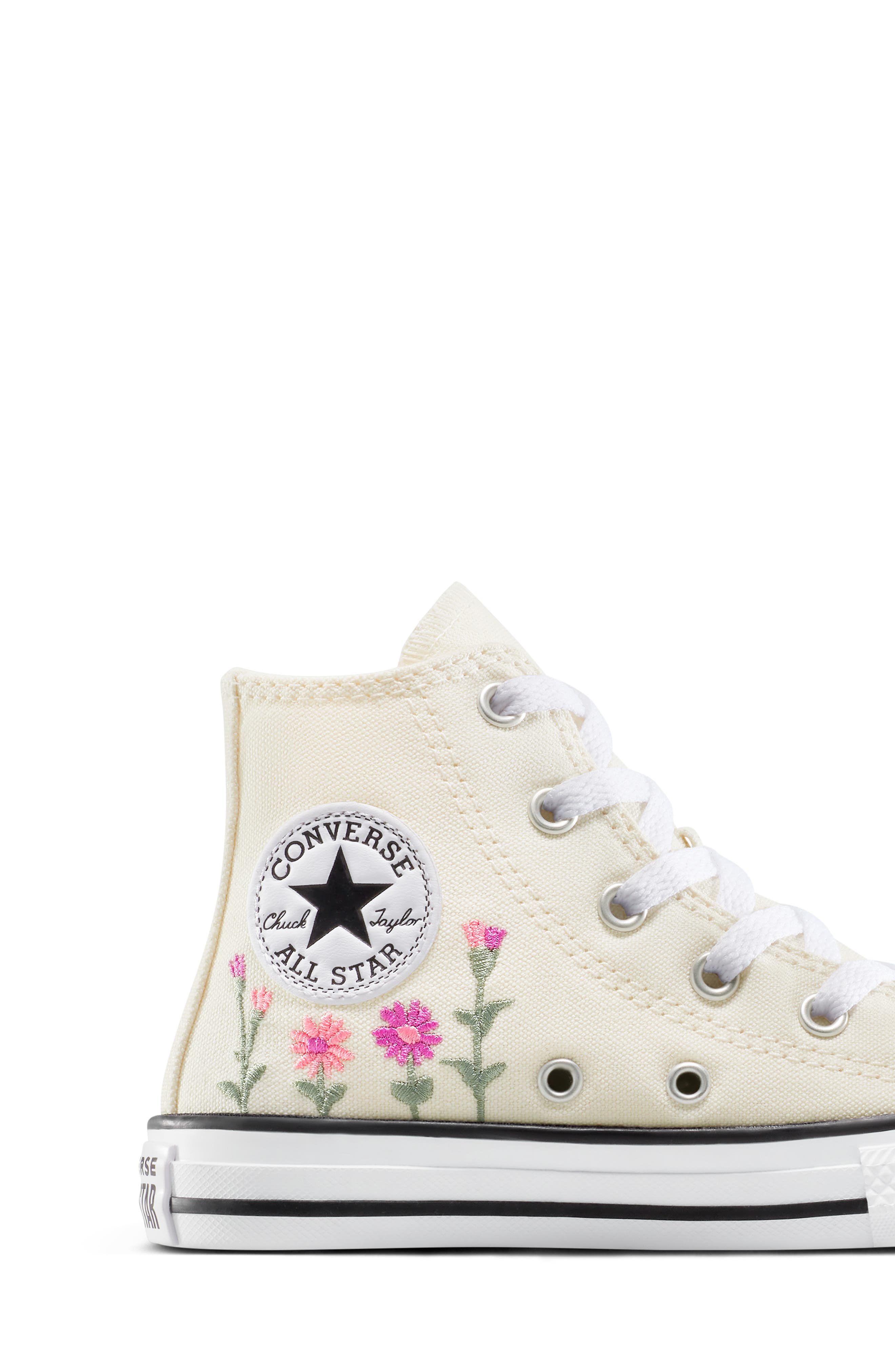 Converse Kids' Chuck Taylor<sup>®</sup> All Star<sup>®</sup> Floral High Top Sneaker, Alternate, color, Egret/ Lt Jellyfish Jitter