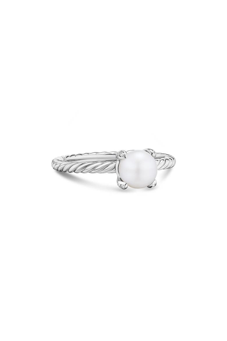 Pearl Classics Ring in Sterling Silver with Diamonds, 2mm, Alternate, color, SILVER PAVE