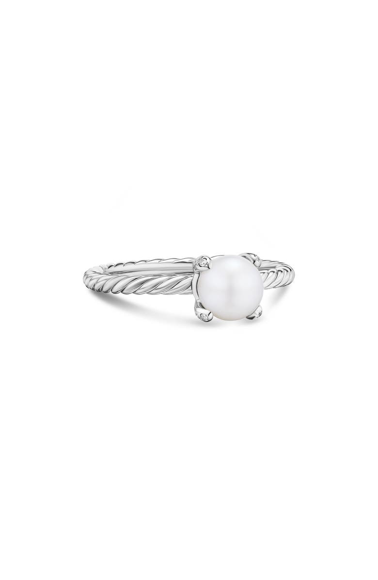 David Yurman Pearl Classics Ring in Sterling Silver with Diamonds, 2mm, Alternate, color, Silver Pave