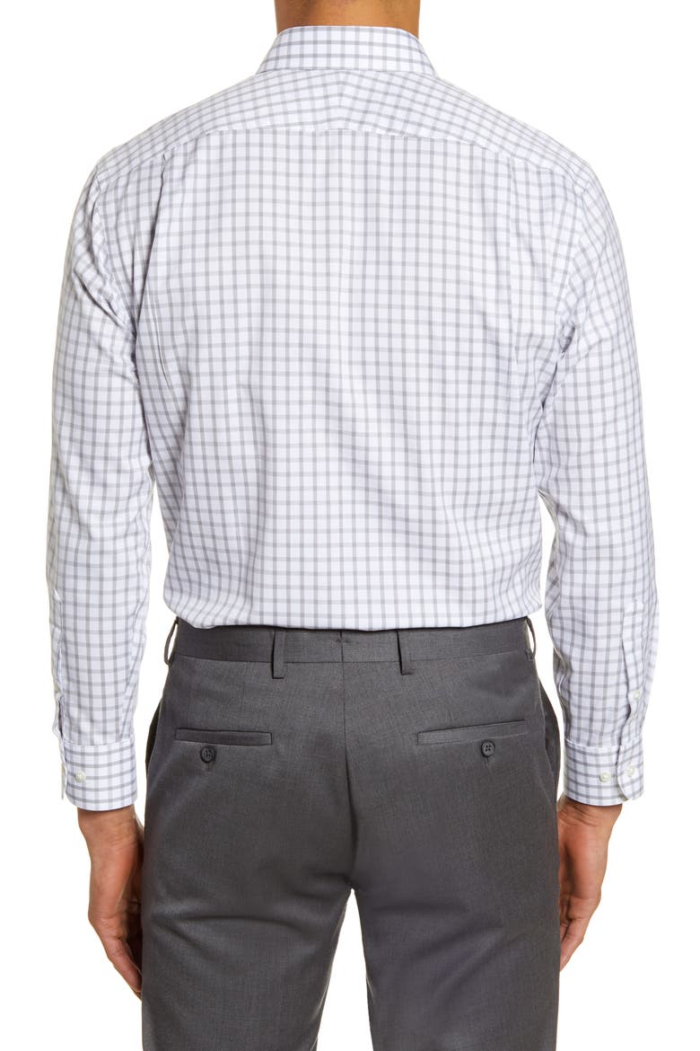 Men's Shop Smartcare Trim Fit Plaid Dress Shirt, Alternate, color, GREY SLEET