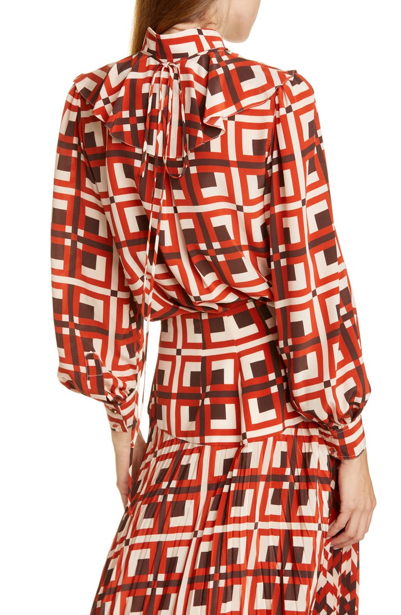 Johanna Ortiz Lace-Up Crêpe de Chine Blouse, Alternate, color, 