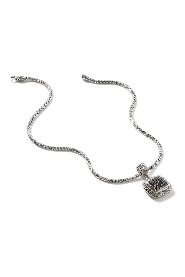 Carved Chain Pendant, Sterling Silver, Pavé, Alternate, color, SILVER/ BLACK DIAMONDS