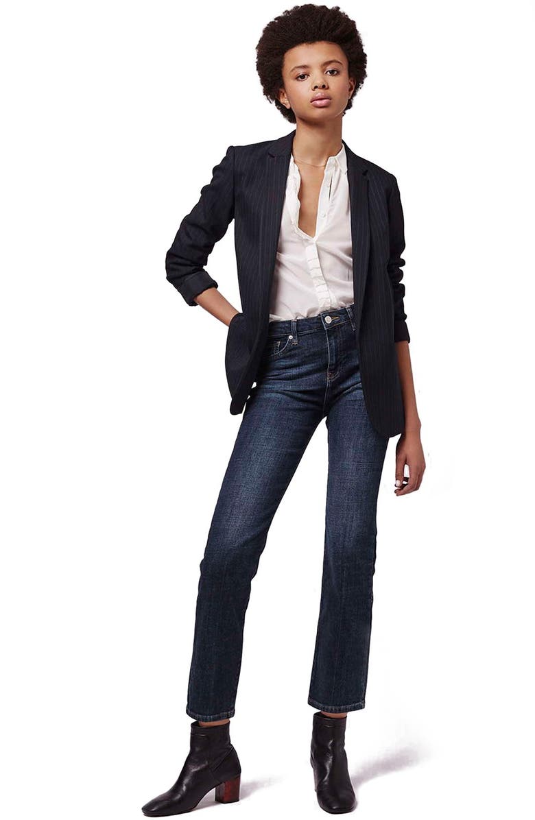 Topshop Pinstripe Blazer, Alternate, color,