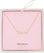 Leith Cubic Zirconia Love Script Pendant Necklace