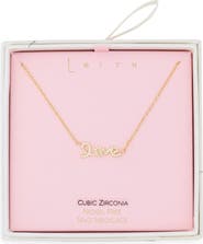 Leith Cubic Zirconia Love Script Pendant Necklace