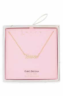 Leith Cubic Zirconia Love Script Pendant Necklace