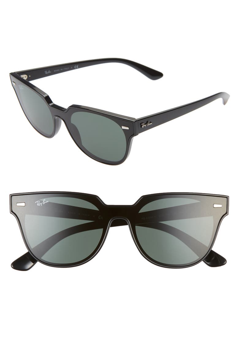 51mm Square Sunglasses, Main, color, BLACK/ GREEN SOLID