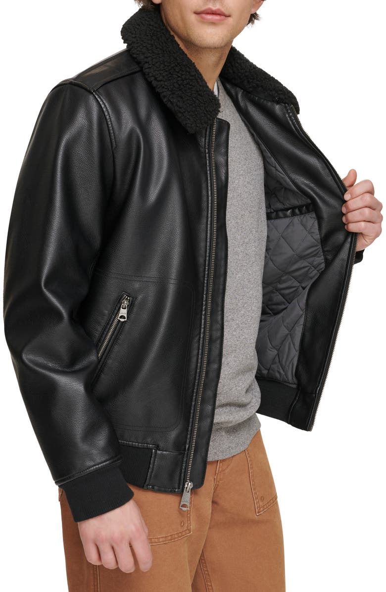 Levi's Faux Leather & Faux Shearling Bomber Jacket, Alternate, color, Black