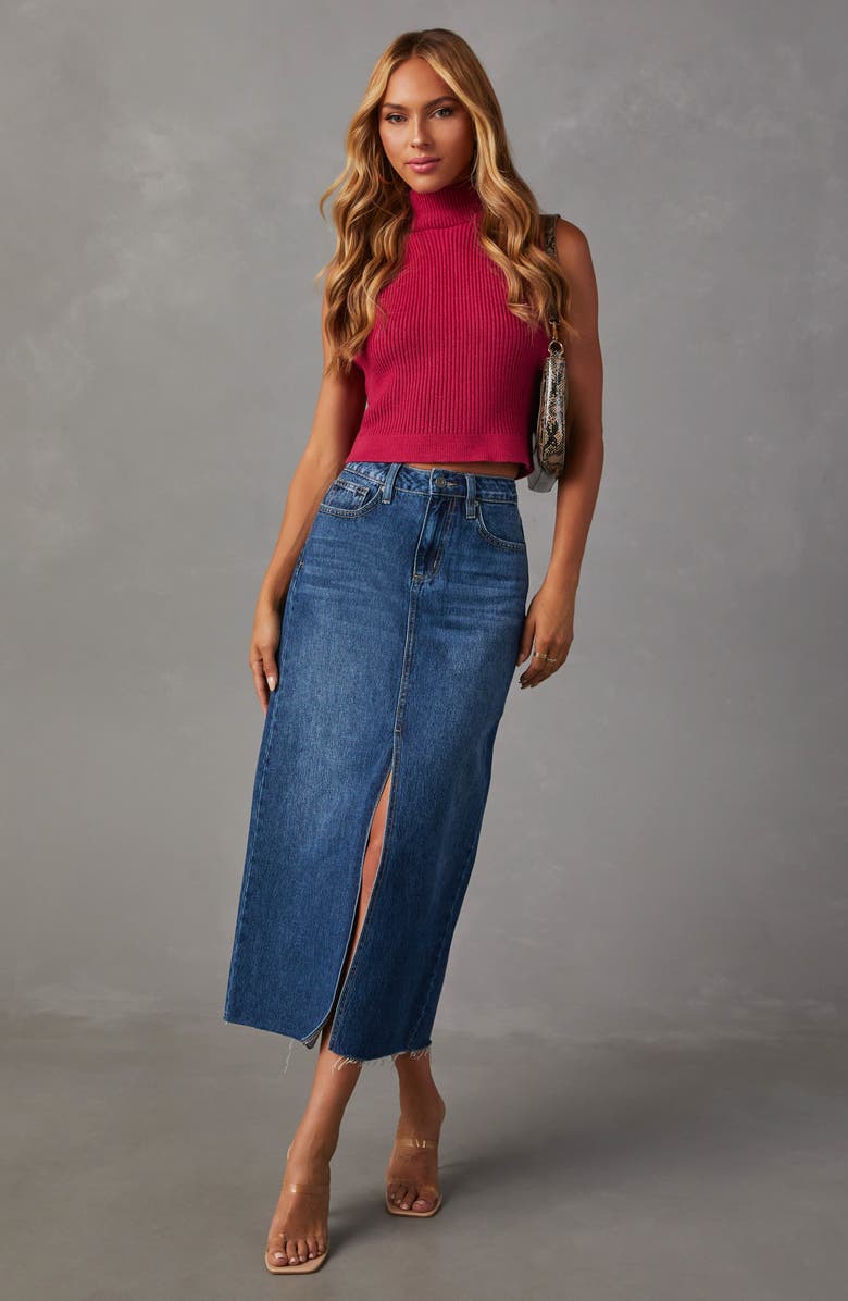 VICI Collection Aleisha Rib Sleeveless Mock Neck Crop Sweater, Alternate, color, 