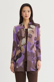 Ming Wang Multi Colored Jacquard Knit Jacket