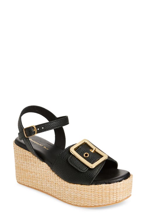Chocolat Blu Jenis Ankle Strap Platform Wedge Sandal In Black Leather