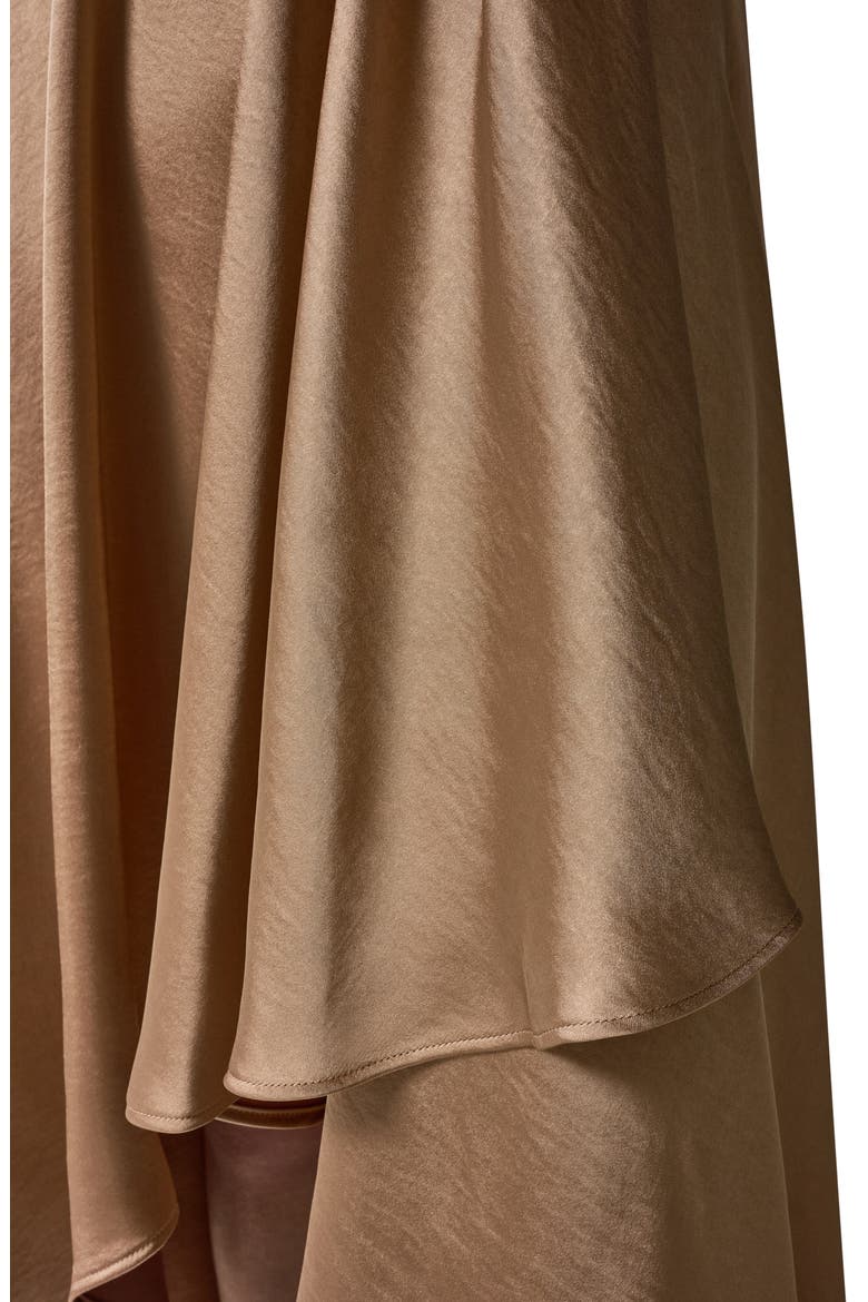 Hammered Satin Handkerchief Hem Dress, Alternate, color, CAMEL