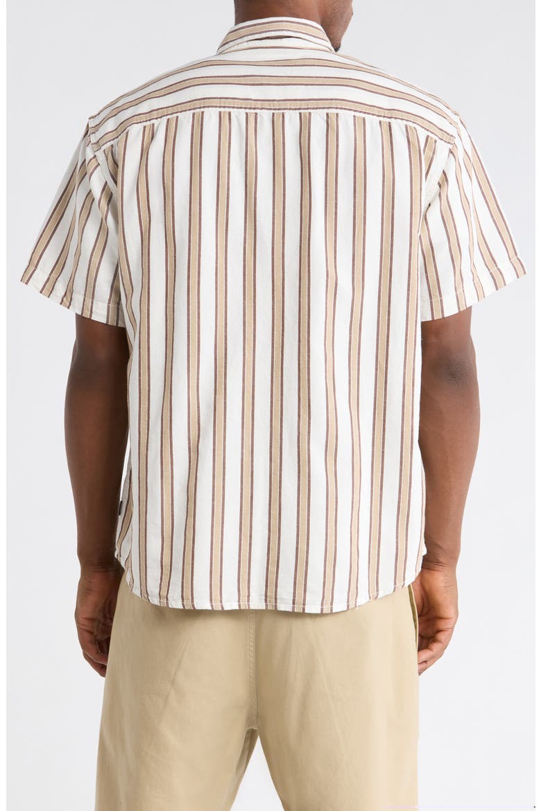 Lawson Stripe Short Sleeve Cotton & Linen Button-Up Shirt, Alternate, color, WHITE-POTTING SOIL