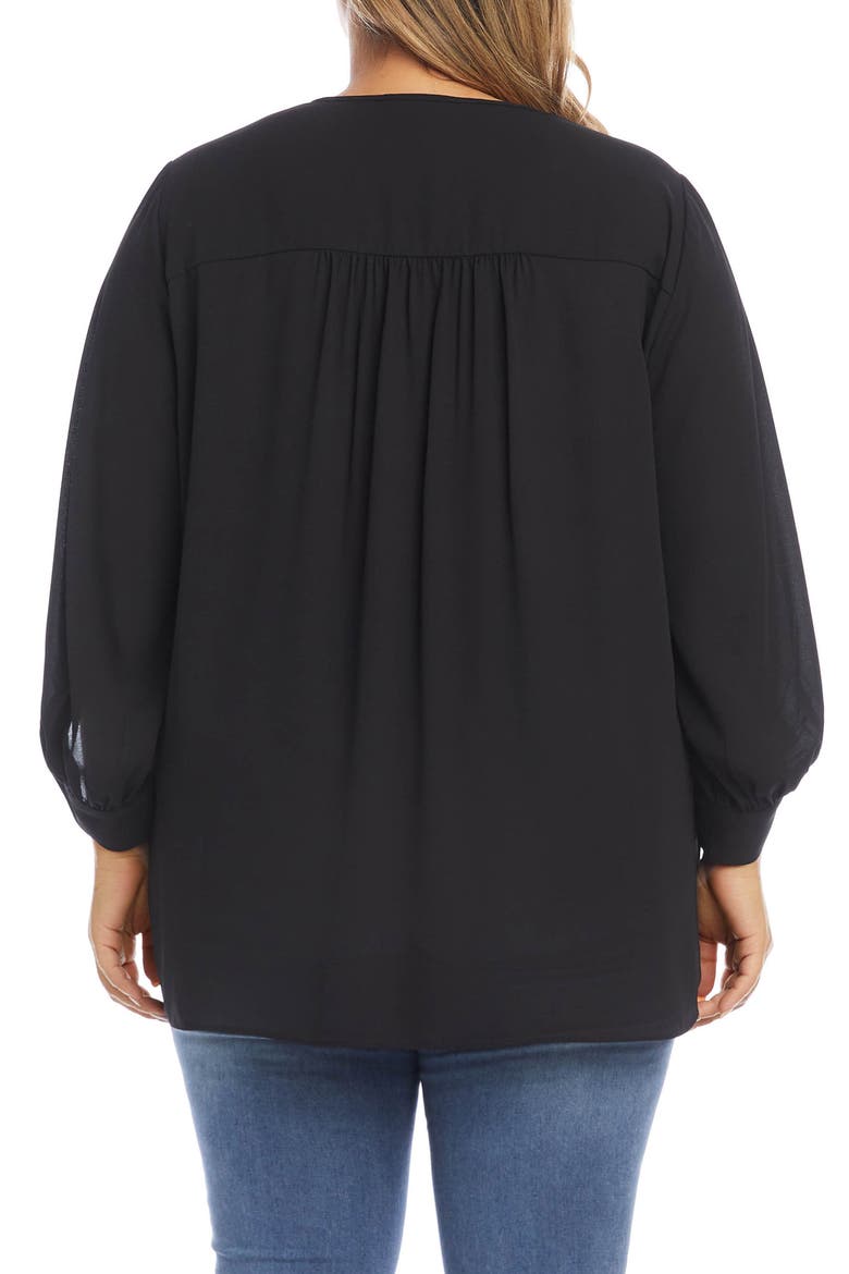 Tie Neck Crossover Crepe Blouse, Alternate, color, BLACK