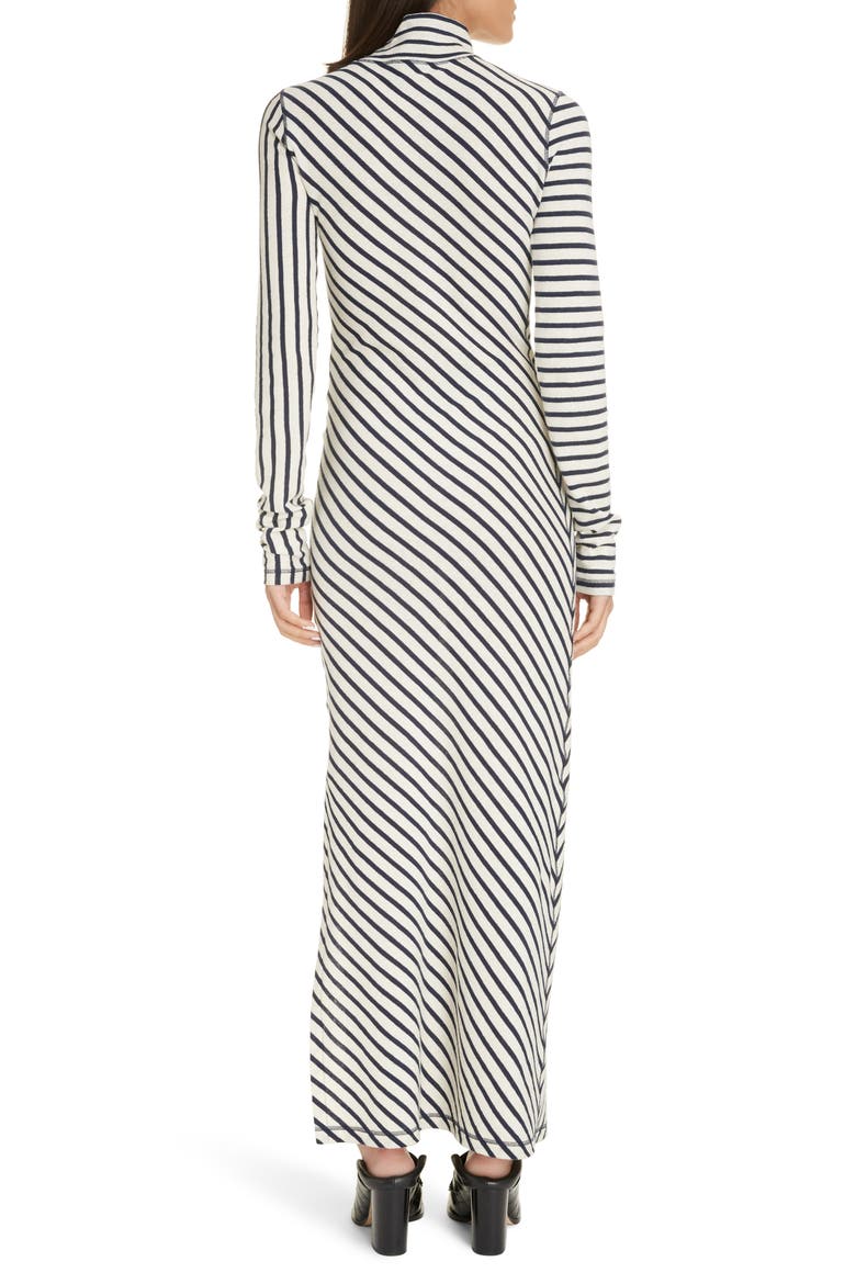 Stripe Long Sleeve Cotton Jersey Maxi Dress, Alternate, color, NAVY/ WHITE