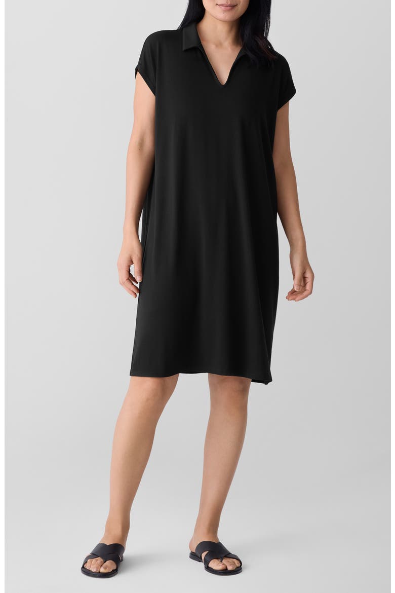 Classic Collar Shift Dress, Main, color, BLACK