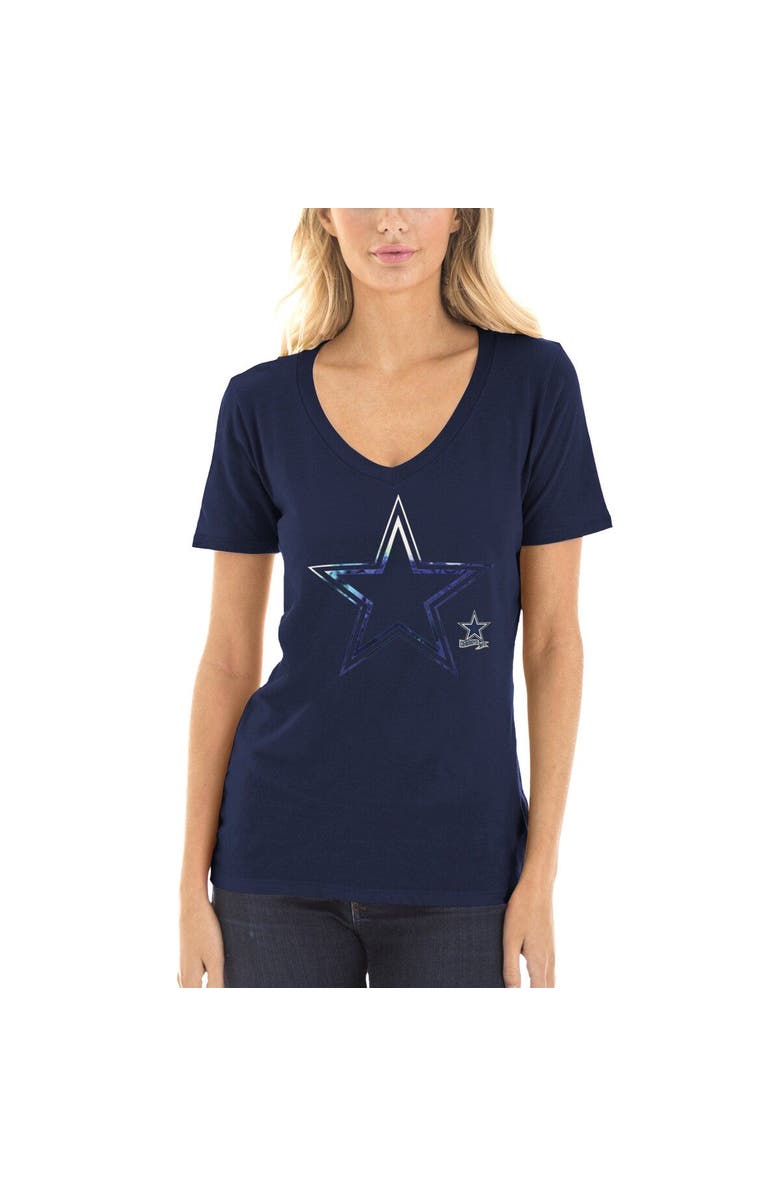 New Era Women's New Era Navy Dallas Cowboys Ink Dye Sideline V-Neck T-Shirt, Alternate, color, 