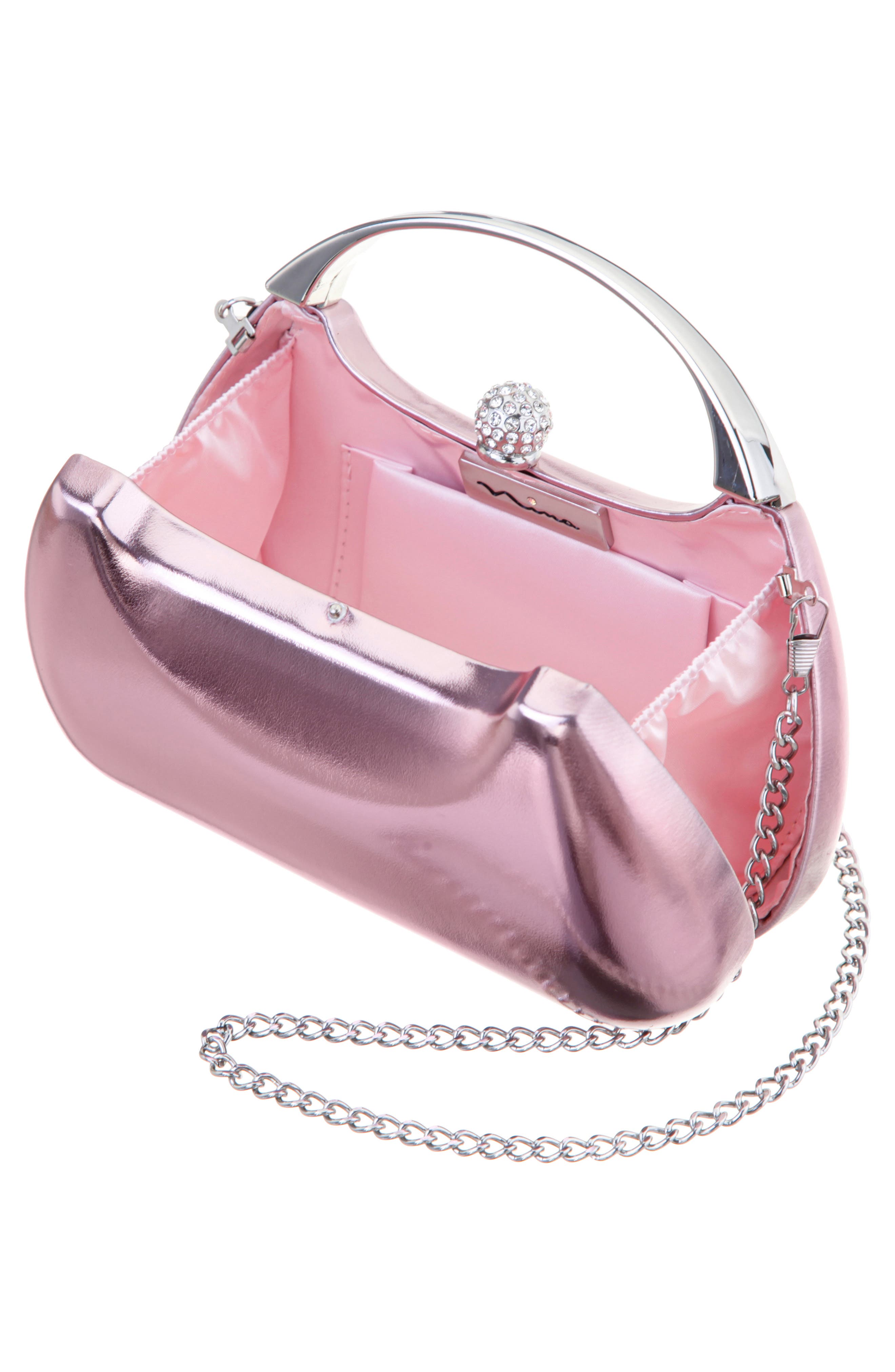 Minaudière Top Handle Bag, Alternate, color, ICY PINK