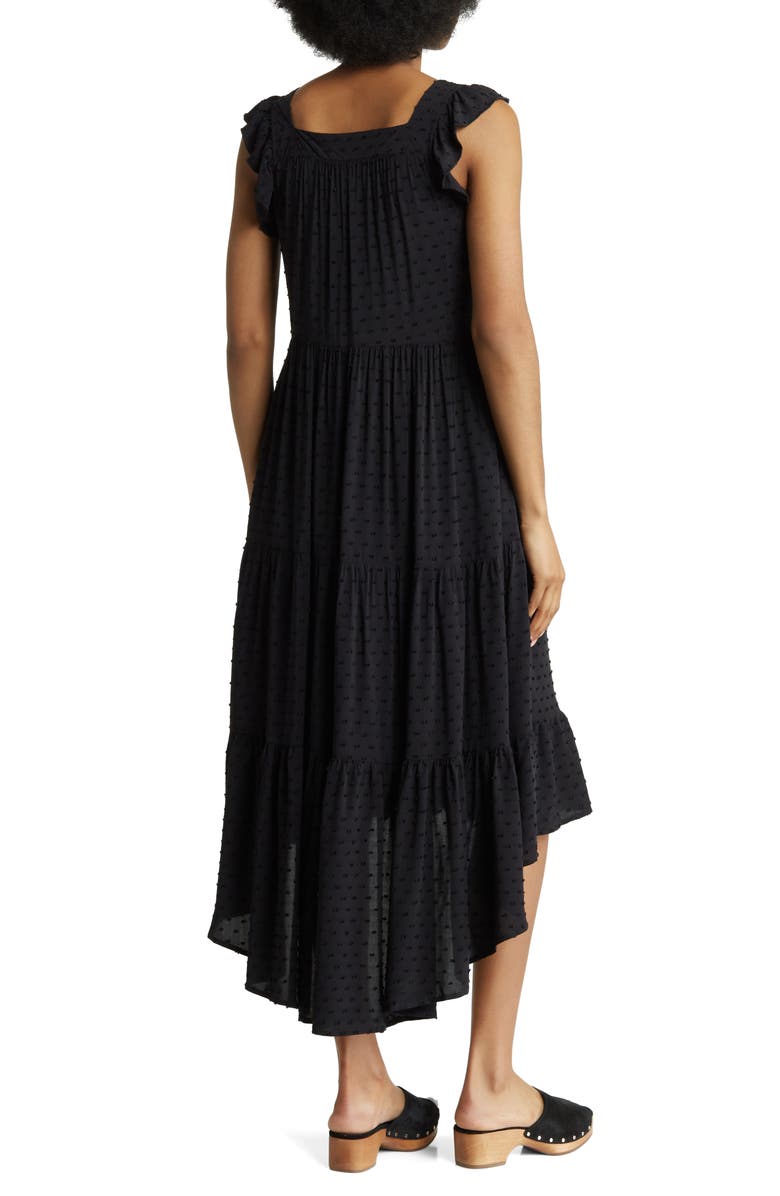 BY DESIGN Valery Clip Dot Tiered High/Low Dress, Alternate, color, Black