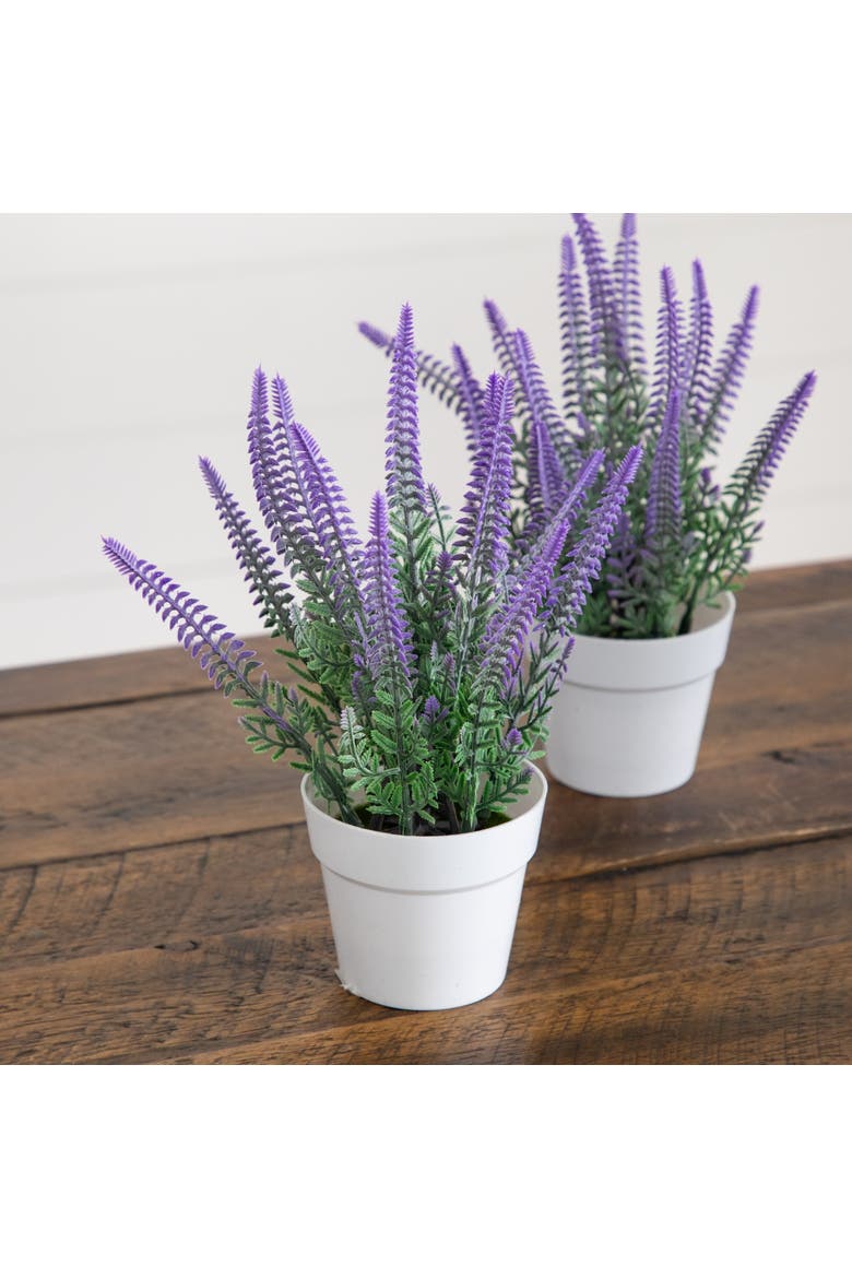 8-in Artificial Lavender Plant in White Pot - Set of 4, Alternate, color, Purple
